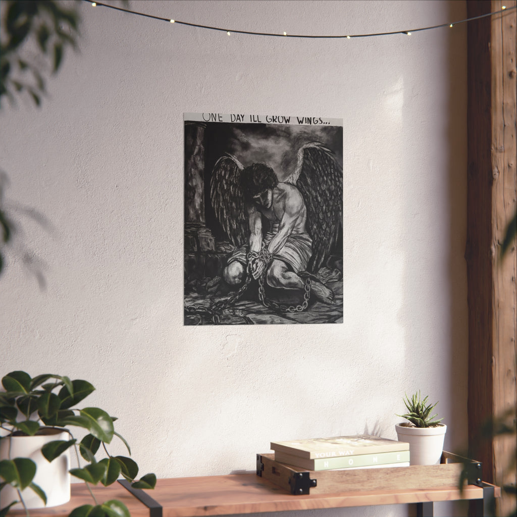 “One Day I’ll Grow Wings” Angel - Open Edition Print - Charcoal Drawing