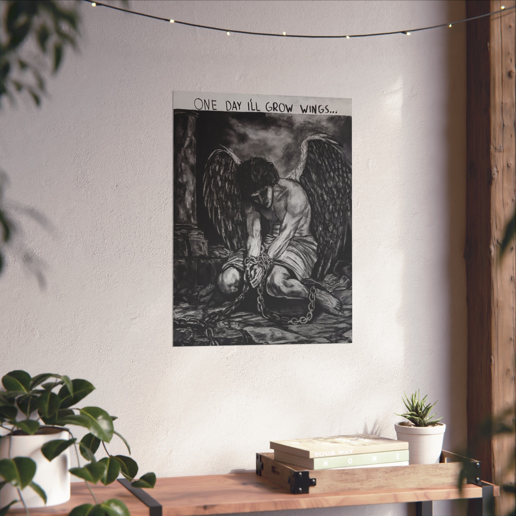 “One Day I’ll Grow Wings” Angel - Open Edition Print - Charcoal Drawing