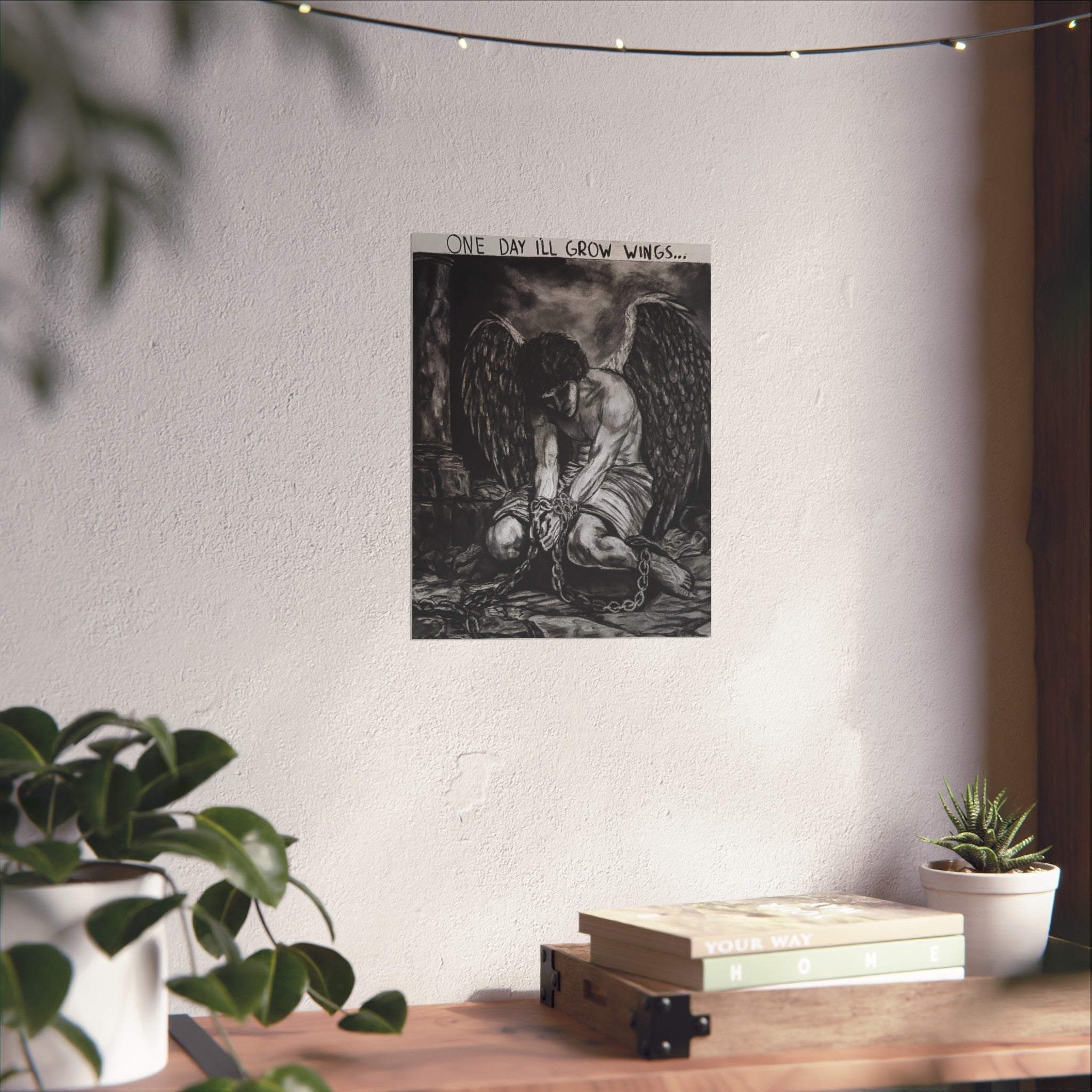 “One Day I’ll Grow Wings” Angel - Open Edition Print - Charcoal Drawing