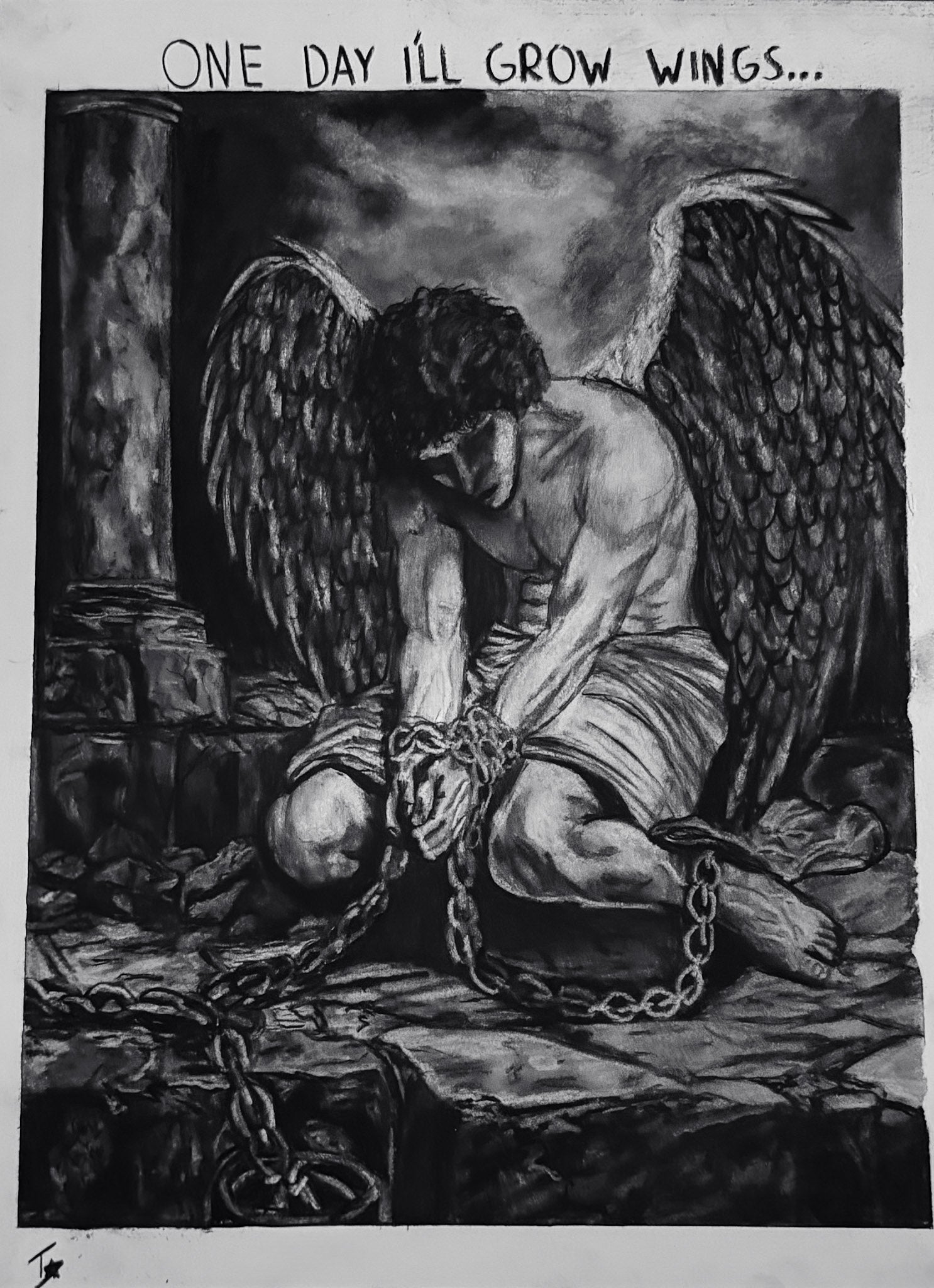 Bound, Yet Unbroken - Original Charcoal Drawing